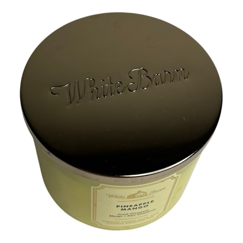 White Barn Bath & Body Works Pineapple Mango 3 Wick Scented Candle  14.5 oz lid - Picture 9 of 9